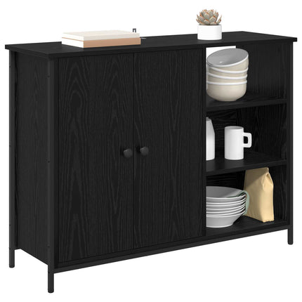 Sideboard Svart Ek 100 x 33 x 75 cm Konstruerat trä
