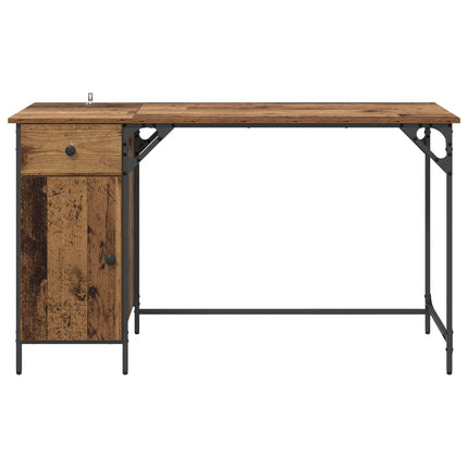 Datorbord med låda Gammalt trä 131 x 48 x 75 cm Konstruerat trä