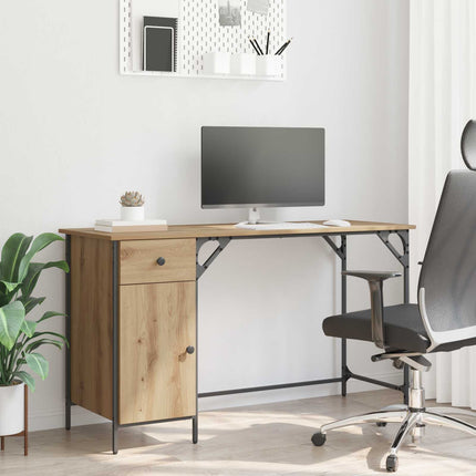 Datorbord med låda Artisan Ek 131 x 48 x 75 cm Konstruerat trä