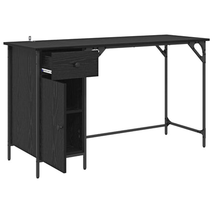 Datorbord med låda Svart Ek 131 x 48 x 75 cm Konstruerat trä