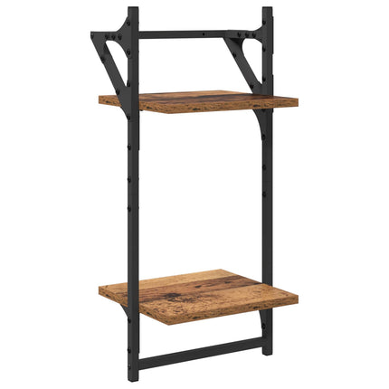 Vägghyllset 6 pcs Gammalt trä 100 x 25 x 30 cm Konstruerat trä