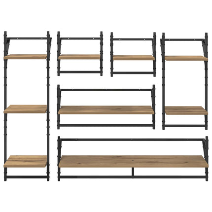 Vägghyllset 6 pcs Artisan Ek 100 x 25 x 30 cm Konstruerat trä