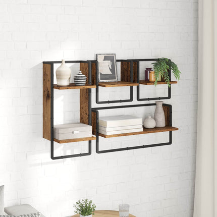 Vägghyllset 4 pcs Gammalt trä 65 x 25 x 30 cm Konstruerat trä
