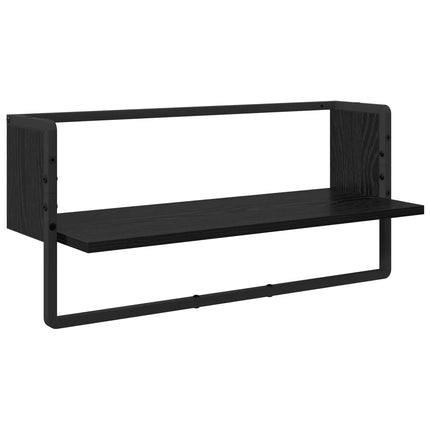 Vägghyllset 4 pcs Svart Ek 65 x 25 x 30 cm Konstruerat trä