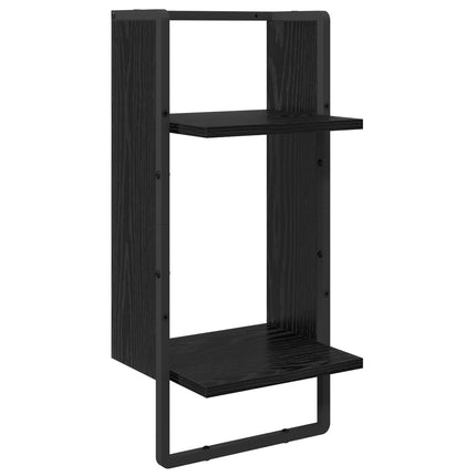 Vägghyllset 4 pcs Svart Ek 65 x 25 x 30 cm Konstruerat trä