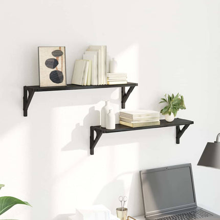 Vägg hyllor 2 pcs Svart Ek 60 x 15 x 15,5 cm Konstruerat trä