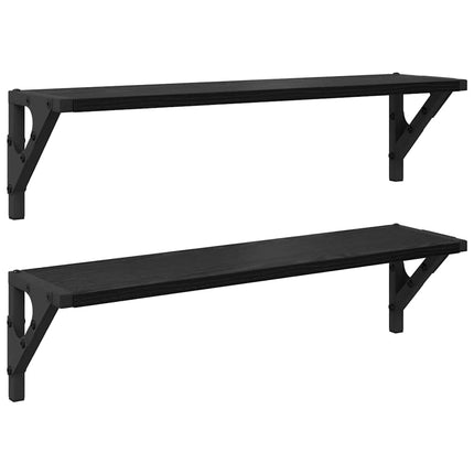 Vägg hyllor 2 pcs Svart Ek 60 x 15 x 15,5 cm Konstruerat trä