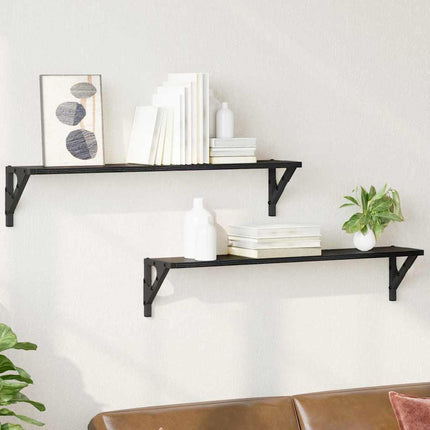 Vägg hyllor 2 pcs Svart Ek 80 x 15 x 15,5 cm Konstruerat trä
