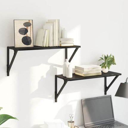Vägg hyllor 2 pcs Svart Ek 60 x 25 x 25,5 cm Konstruerat trä