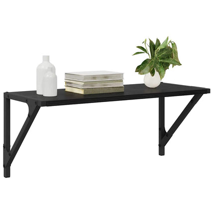 Vägg hyllor Väggmonterat 2 st Svart Ek 60 x 25 x 25,5 cm