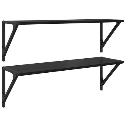 Vägg hyllor Väggmonterat 2 st Svart Ek 80 x 25 x 25,5 cm