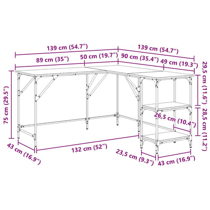 Skrivbord Gammalt trä 139 x 139 x 75 cm Konstruerat trä