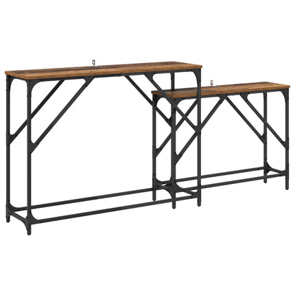Konsolbord 2 pcs Gammalt trä 100 x 28 x 75 cm Konstruerat trä