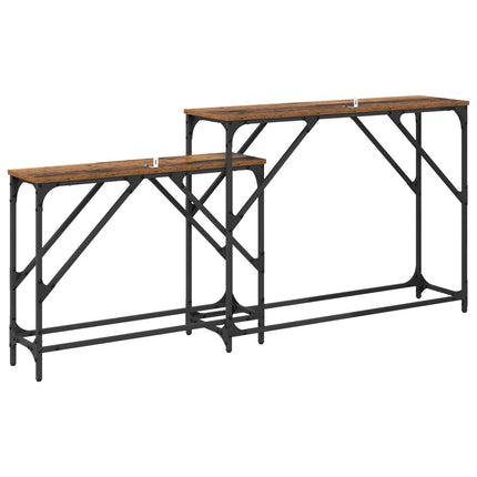 Konsolbord 2 pcs Gammalt trä 100 x 28 x 75 cm Konstruerat trä