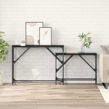 Konsolbord 2 pcs Svart Ek 100 x 28 x 75 cm Konstruerat trä