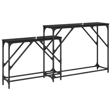 Konsolbord 2 pcs Svart Ek 100 x 28 x 75 cm Konstruerat trä