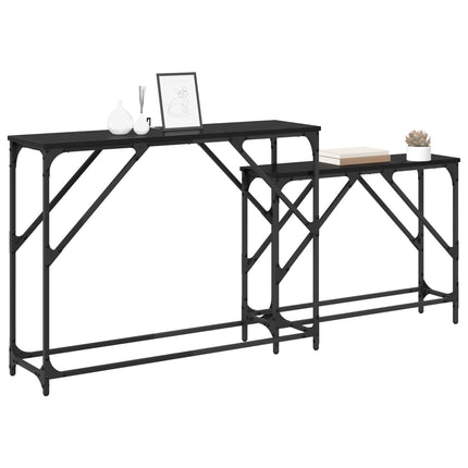 Konsolbord 2 pcs Svart Ek 100 x 28 x 75 cm Konstruerat trä