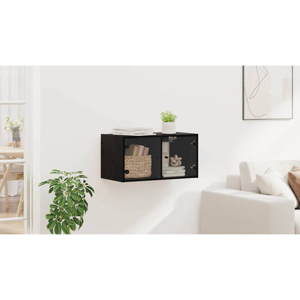 Väggskåp 68 x 37 x 35 cm Konstruerat trä Svart Ek