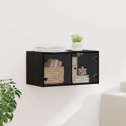 Väggskåp Väggmonterad Svart Ek 68 x 37 x 35 cm Konstruerat trä