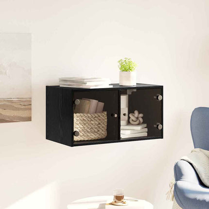 Väggskåp Väggmonterad Svart Ek 68 x 37 x 35 cm Konstruerat trä