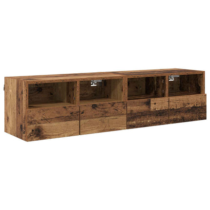 TV-väggskåp 2 pcs Gammalt trä 60 x 30 x 30 cm Konstruerat trä
