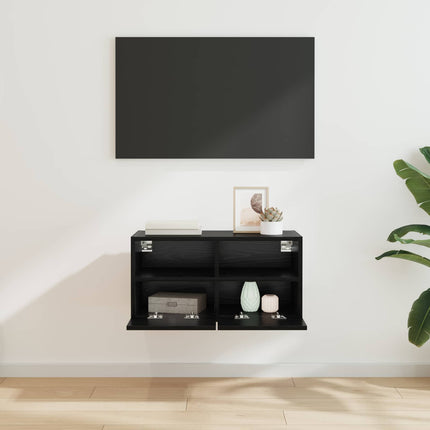 TV Vägghylla Svart Ek 60 x 30 x 30 cm Konstruerat trä