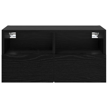 TV Vägghylla Svart Ek 60 x 30 x 30 cm Konstruerat trä