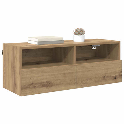 TV-väggskåp 2 pcs Artisan Ek 80 x 30 x 30 cm Konstruerat trä