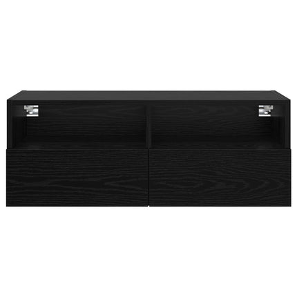 TV Vägghylla Svart Ek 80 x 30 x 30 cm Konstruerat trä