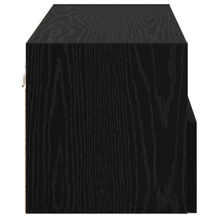 TV-väggskåp 2 pcs Svart Ek 80 x 30 x 30 cm Konstruerat trä