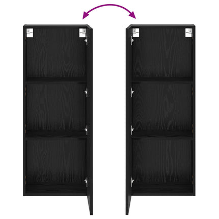 TV Vägghylla Svart Ek 40,5 x 30 x 102 cm Konstruerat trä
