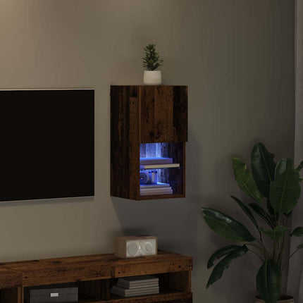 Väggmonterad TV-skåp med LED Gammalt trä 30,5 x 30 x 60 cm