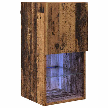 Väggmonterad TV-skåp med LED Gammalt trä 30,5 x 30 x 60 cm