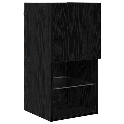 Väggmonterad TV-skåp Svart Ek 30,5 x 30 x 60 cm Konstruerat trä