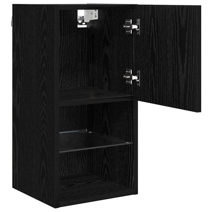 Väggmonterade TV-skåp med LED 2 pcs Svart Ek 30,5 x 30 x 60 cm
