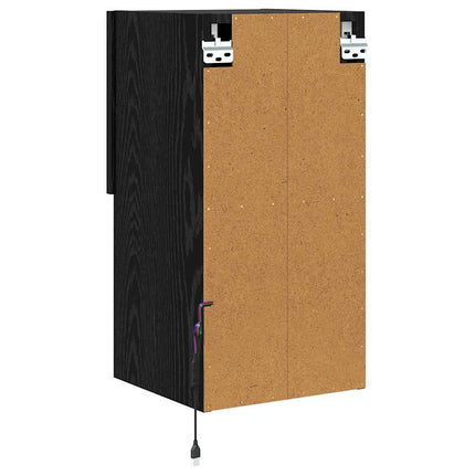 Väggmonterade TV-skåp med LED 2 pcs Svart Ek 30,5 x 30 x 60 cm