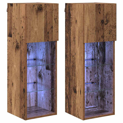 Väggmonterade TV-skåp 2 pcs Gammalt trä 30,5 x 30 x 90 cm