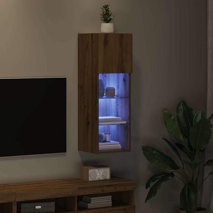 Väggmonterad TV-skåp med LED Artisan Ek 30,5 x 30 x 90 cm