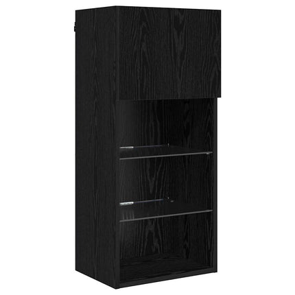 Väggmonterad TV-skåp Svart Ek 40,5 x 30 x 90 cm Konstruerat trä