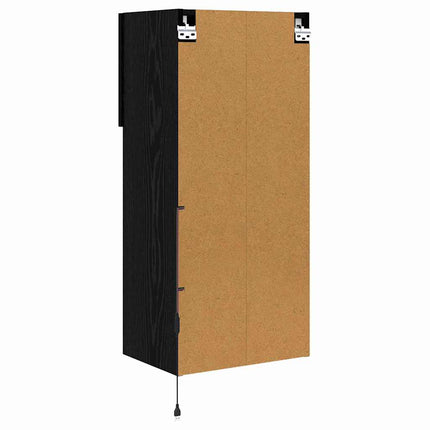 Väggmonterade TV-skåp med LED 2 pcs Svart Ek 40,5 x 30 x 90 cm