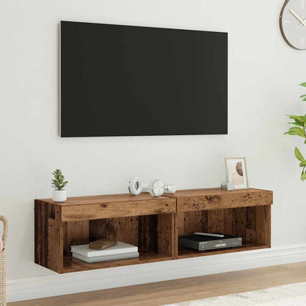 TV-bänkset 2 pcs Gammalt trä 60 x 30 x 30 cm Konstruerat trä