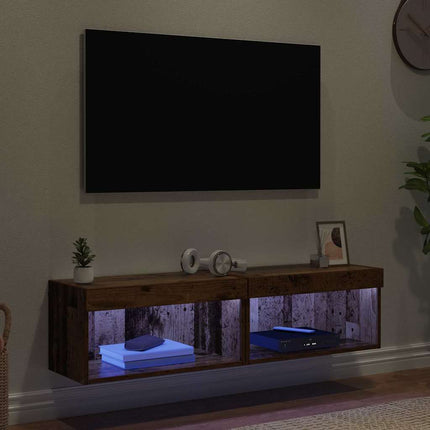 TV-bänkset 2 pcs Gammalt trä 60 x 30 x 30 cm Konstruerat trä