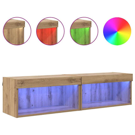 TV-bänkset 2 pcs Artisan Ek 60 x 30 x 30 cm Konstruerat trä