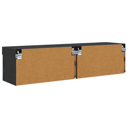 TV-bänkset 2 pcs Svart Ek 60 x 30 x 30 cm Konstruerat trä
