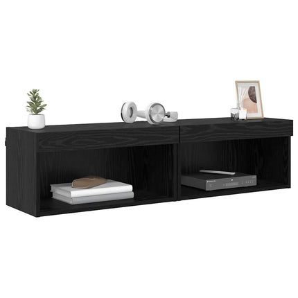 TV-bänkset 2 pcs Svart Ek 60 x 30 x 30 cm Konstruerat trä