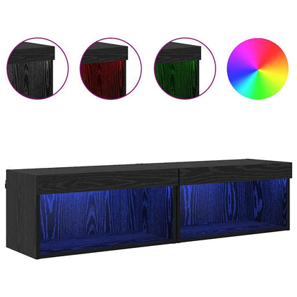 TV-bänkset 2 pcs Svart Ek 60 x 30 x 30 cm Konstruerat trä