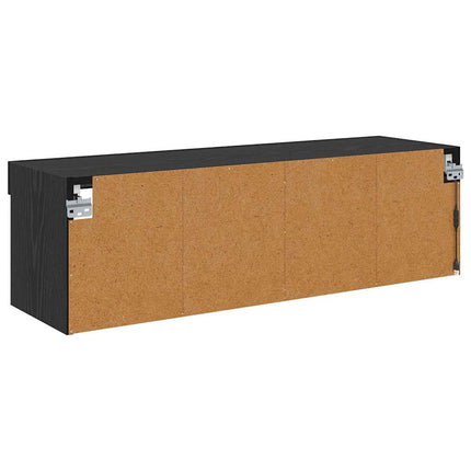 TV Vägghylla med LED Svart Ek 100 x 30 x 30 cm Konstruerat trä