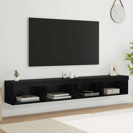 TV-bänkset 2 pcs Svart Ek 100 x 30 x 30 cm Konstruerat trä