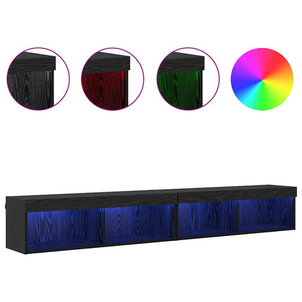 TV-bänkset 2 pcs Svart Ek 100 x 30 x 30 cm Konstruerat trä