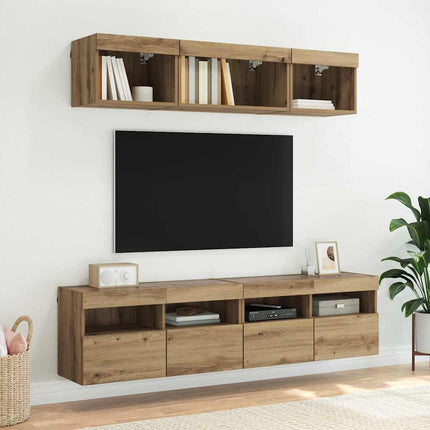 TV Vägghylla med LED Artisan Ek 80 x 30 x 40 cm Konstruerat trä